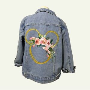 Floral Embroidered Kids Denim Jacket